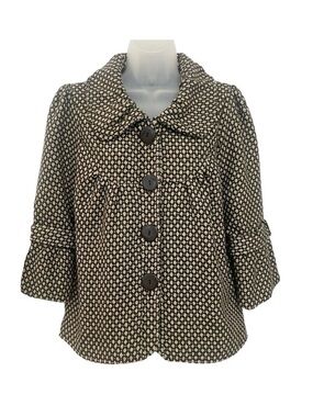 Luii Short Coat | Grey Patterned Wool Blend | Petter Pan Collar